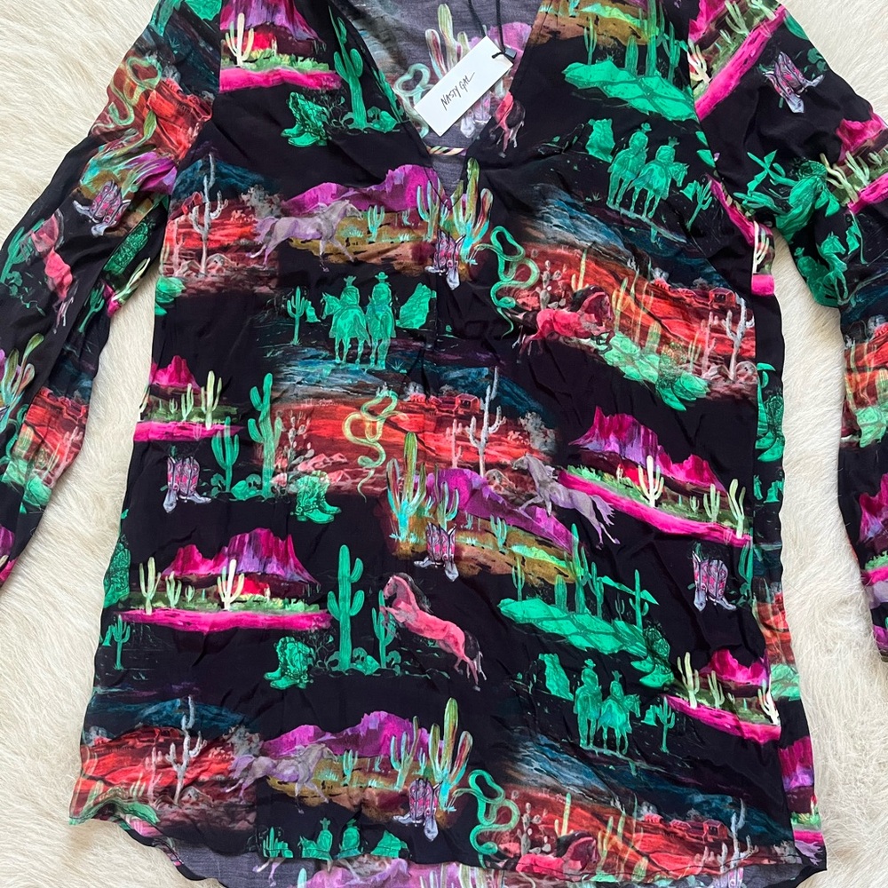 Rodeo Plunge Smock Mini Dress - Picture 4 of 11